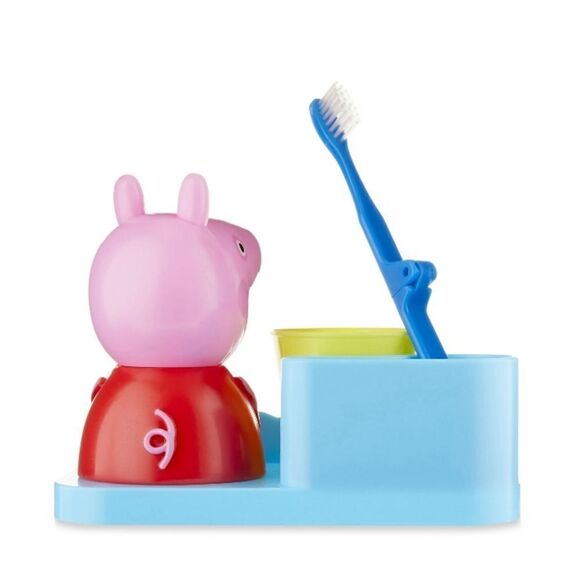 Kids Peppa Pig Great Smiles Toothbrush, Holder & Cup 3-Piece Set - Picture 4 of 6